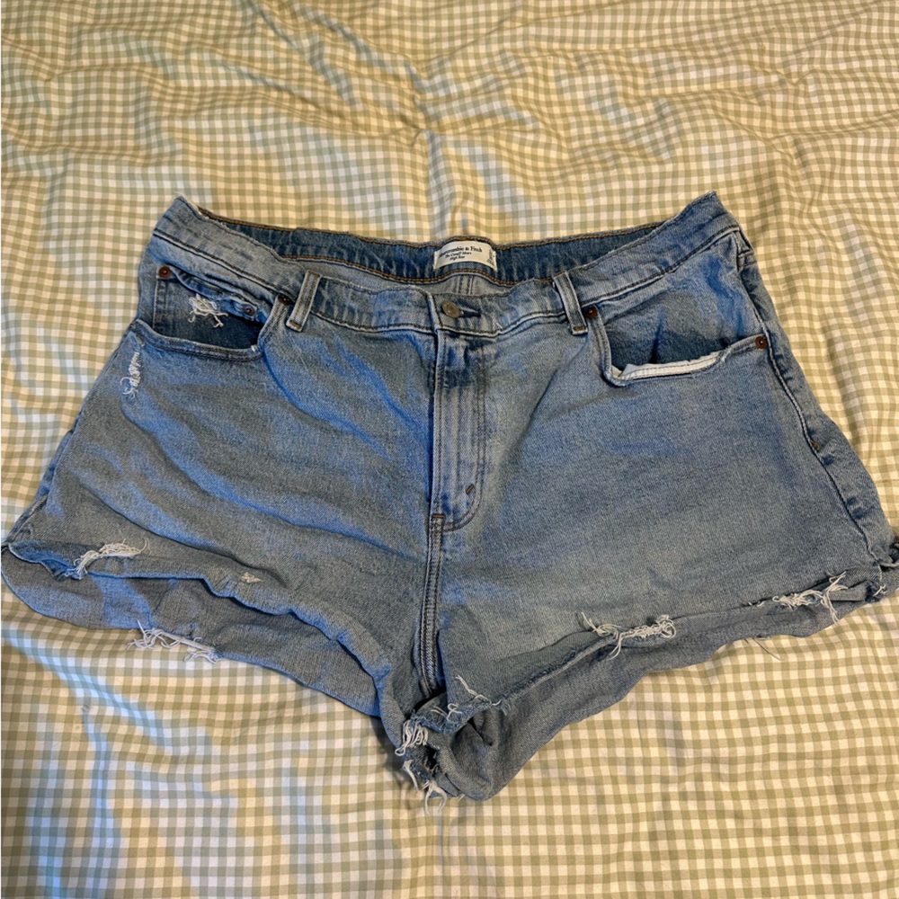 Abercrombie & Fitch Blue Jean Shorts Raw Hem